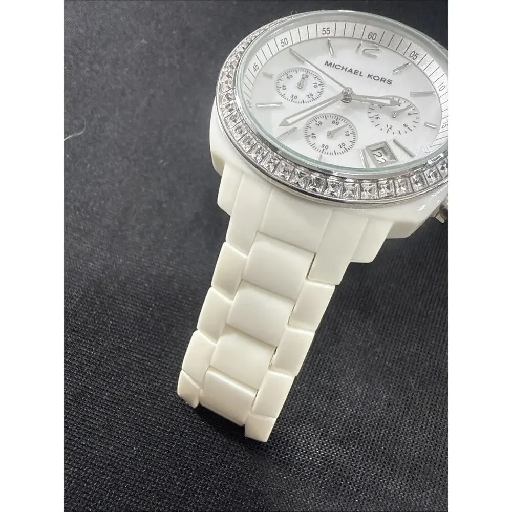 WOMENS MICHAEL KORS RUNWAY MK-5079 MOP DIAL NEW BATTERY 5.5-5.75” BAND (B29)